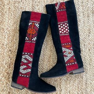 Free People New Pull on Howsty Kilim SuedeCoachella dance all day knee boots 🌈